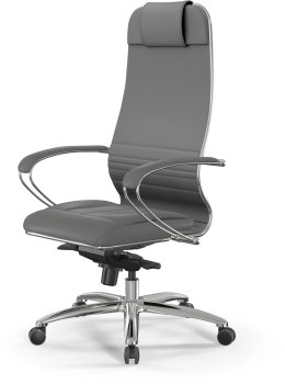 Кресло эргономичное Метта Samurai KL-1 серый сиденье серый экокожа с подголов. крестов. алюминий хром