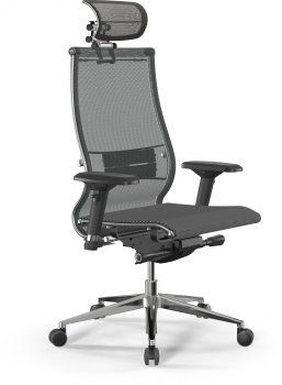 Кресло эргономичное Метта Samurai S-3 сетка с подголов. крестов. алюминий хром