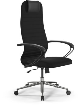 Кресло офисное Метта SU-B-10 черный сиденье черный сетка с подголов. крестов. сталь хром