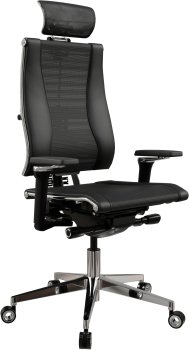 Кресло руководителя эргономичное Метта Yoga 4DF B2-14D - YM93+Infinity черный сиденье черный сет./экокожа с подголов. крестов. алюминий хром
