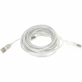 Кабель USB2.0 Cablexpert CCF-USB2-AMBM-TR-15, AM/BM, медь, двойн.экран, фер.кольцо, Pro, 4.5м, прозрач, пакет