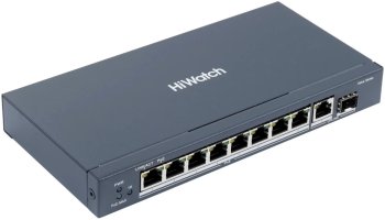 Коммутатор HiWatch DS-S1008GP (L2) 8x100Мбит/с 2x1Гбит/с 1SFP 8PoE 58W неуправляемый