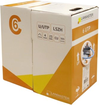 Кабель UTP LANMASTER UTP, 4x2, кат 6, 550Mhz, LSZH (HFLT), синий, 305 м