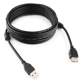 Кабель Gembird/Cablexpert USB 2.0, AM/AF, 4.5м, экран, 2феррит.кольца, черный, пакет CCF2-USB2-AMAF-15