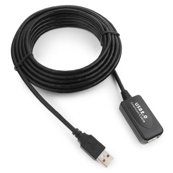 Кабель Gembird USB 2.0 удлинительный, активный 4.8м AM/AF, черный UAE016