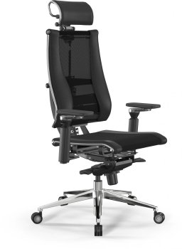 Кресло руководителя Метта Yoga 4DF B2-14D - YM93+Infinity черный сет./ткань/экокожа с подголов. крестов. алюминий хром