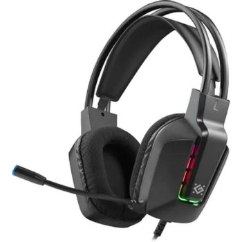Наушники с микрофоном Defender Gothic черный, RGB, провод 1.8 м [62340]