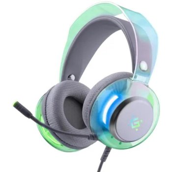 Наушники с микрофоном Defender Glitch белый, RGB, провод 2 м [62490]