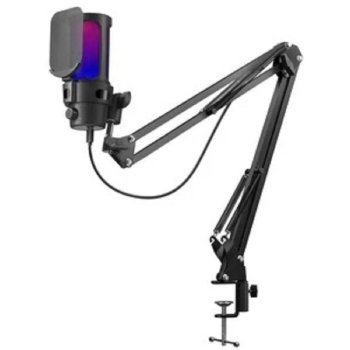 Микрофон Defender Игровой стрим микрофон Space GMC 550 USB, RGB, стойка, провод 1.8 м [64655]