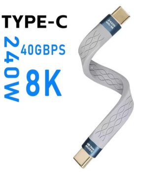 Кабель OLOPKY ультракороткий USB-C на USB-C USB 4.0 240 Вт 8K 10 см серый