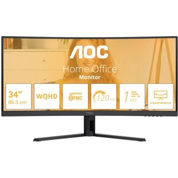 Монитор AOC 34" CU34B3E 1500R, 21:9, UWQHD, 1/4ms, 300cd, 120Hz, HDMI, DP