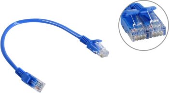 Кабель UTP Cablexpert <PP10-0.25M/B> Patch Cord UTP кат.5e, 0.25м, синий