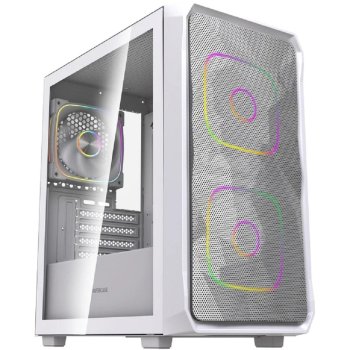 Корпус Powercase Mistral SM06 ARGB, Tempered Glass, 3x120mm ARGB PWM fans, белый, mATX (CMMSM06W-A3)