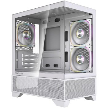 Корпус Powercase Vision Micro M4W, Tempered Glass, Type-C, 3x 120mm ARGB PWM Fan, белый, mATX (CVMM4W-A3)