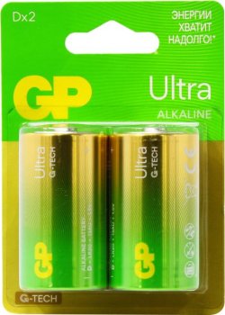 Батарейка GP Ultra 13AUA21-2CRSBC2 Size "D", 1.5V, щелочной (alkaline) <уп. 2 шт>