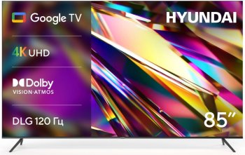 Телевизор-LCD Hyundai 85" H-LED85BU7011 Google TV черный 4K Ultra HD 60Hz MEMC DVB-T DVB-T2 DVB-C DVB-S DVB-S2 USB WiFi Smart TV