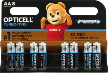 Батарейка OPTICELL TURBO MAX <250494> (LR6) Size AA, 1.5V, щелочной (alkaline) <уп. 8 шт>