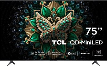 Телевизор-LCD TCL 75" 75C6K QD-Mini LED черный 4K Ultra HD 144Hz MEMC DVB-T DVB-T2 DVB-C DVB-S DVB-S2 USB WiFi Smart TV (RUS)