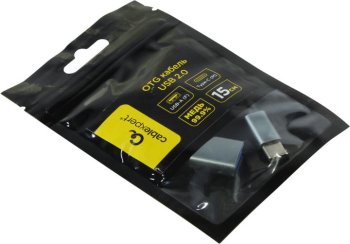 Переходник USB2.0 OTG Cablexpert A-OTG-CMAF2-02, Type-C(M)/AF, алюминий+нейлон.оплетка, 0.15м, пакет