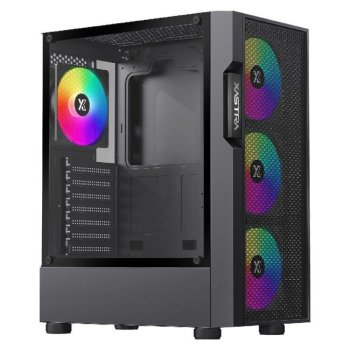 Корпус Miditower XASTRA A302 4FRGB <A302-BK-FC120FRGB-4F-GL> ATX без БП
