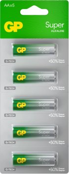 Батарейка GP Super Alkaline 15AA21-2CRSC5 AA 2500mAh (5шт) блистер