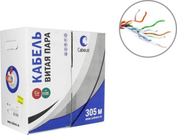 Кабель UTP 4 пары кат.5e, LSZH <бухта 305м> Cabeus <UTP-4P-Cat.5e-SOLID-LSZH>
