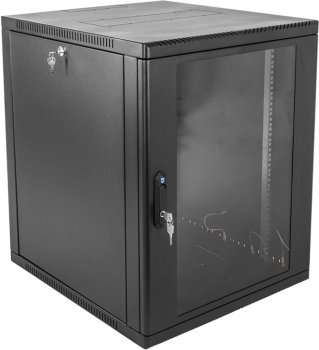 Шкаф коммутационный ЦМО (ШРН-12.350-9005) настенный 12U 600x359мм пер.дв.стекл 200кг черный 300мм 14кг 180град. 612мм сталь