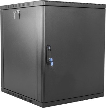 Шкаф коммутационный ЦМО (ШРН-12.350.1-9005) настенный 12U 600x359мм пер.дв.стекл 200кг черный 300мм 14кг 180град. 612мм металл