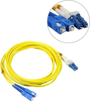 Кабель волоконно-оптический Lanmaster <LAN-2LC-2SC/SU-3.0> Patch cord ВО, LC-SC, Duplex, SM 3м