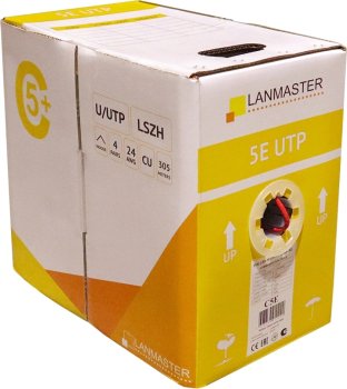 Кабель UTP Lanmaster LAN-5EUTP-PT-LSZH-YL кат.5E UTP 4 пары 24AWG LSZH внутренний 305м желтый