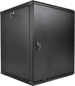 Шкаф коммутационный ЦМО ШРН-Эконом (ШРН-Э-18.650.1-9005) настенный 18U 600x650мм пер.дв.стал.лист 85кг черный 600мм 31кг 180град. 930мм IP20 металл