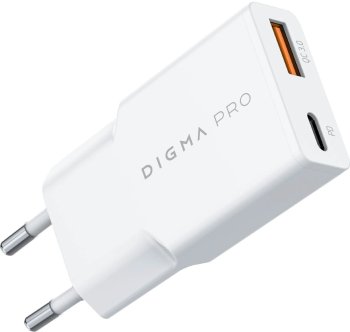 Зарядка USB-устройств Digma Pro DPW3A 30W 3A (PD+QC) USB-C/USB-A универсальное белый (DPW3A3GX11WH)