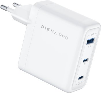 Зарядка USB-устройств Digma Pro DPW10C 100W 5A (PD+QC) 2хUSB-C/USB-A универсальное белый (DPW1С0G012WH)