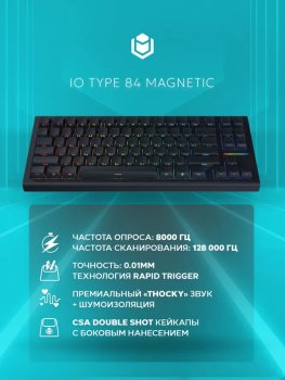 Клавиатура IO by Red Square Type 84 Magnetic G3ms Magnetite Ice проводная магнитно-механическая игровая, русская раскладка, черная