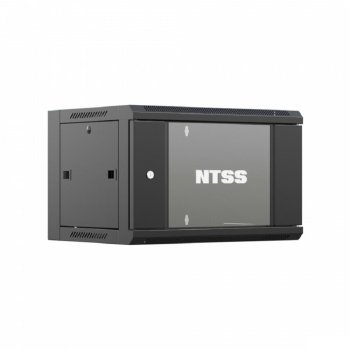 Шкаф NTSS настенный телекоммуникационный NTSS W 9U 600х450х500мм, 2 профиля 19, дверь стеклянная, боковые стенки съемные, задняя стенка, разобранный,