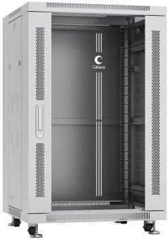 Шкаф коммутационный Cabeus (SH-05C-18U60/60) напольный 18U 600x600мм пер.дв.стекл металл 800кг серый 500мм 988мм IP20 сталь
