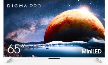 Телевизор-LCD QLED Digma Pro 65" Mini LED 65Q Google TV Frameless серебристый/серебристый 4K Ultra HD 144Hz DVB-T DVB-T2 DVB-C DVB-S DVB-S2 USB WiFi S