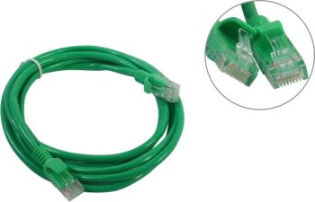 Кабель UTP ExeGate <UTP-RJ45-RJ45-5e-2M-GN> Patch Cord UTP кат.5e, 2м, зелёный <EX258675RUS>