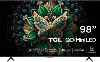 Телевизор-LCD TCL 98" 98C6K QD-Mini LED Frameless черный 4K Ultra HD 144Hz MEMC DVB-T DVB-T2 DVB-C DVB-S DVB-S2 USB WiFi Smart TV