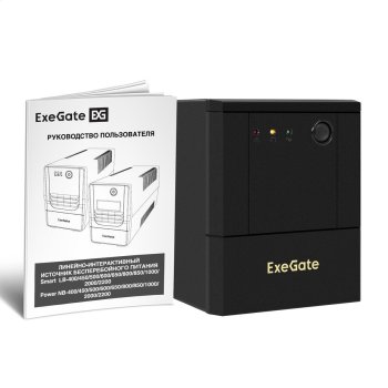 Источник бесперебойного питания ExeGate Power NB-2200.LED.AVR.4SH (2200VA/1300W, LED, AVR, 4*Schuko, батарея 12V 9Ah - 2 шт., металлический корпус, Bl