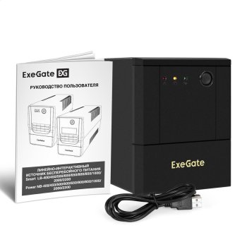 Источник бесперебойного питания ExeGate Power NB-2200.LED.AVR.4SH.USB (2200VA/1300W, LED, AVR, 4*Schuko, USB, батарея 12V 9Ah - 2 шт., металлический к