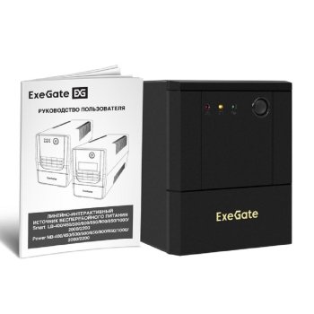 Источник бесперебойного питания ExeGate Power NB-2000.LED.AVR.4SH (2000VA/1200W, LED, AVR, 4*Schuko, батарея 12V 9Ah - 2 шт., металлический корпус, Bl