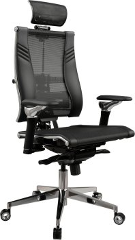 Кресло руководителя эргономичное Метта Yoga Spine Triumph L2 (M06) черный сиденье черный сет./экокожа с подголов. крестов.5-луч. металл хром