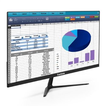 Монитор 23.8" ExeGate ProSmart EH2400T (VA LED Grade A+, FHD, 1920x1080@100Гц, 16:9, 250cd/m2, 3000:1, 178°/178°, 5ms, D-Sub, HDMI, Flicker-free, кабе