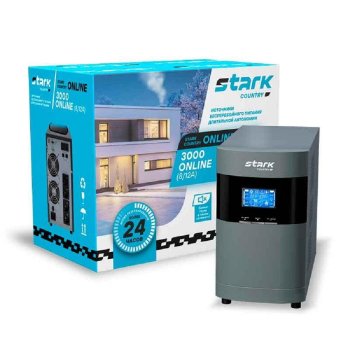 Источник бесперебойного питания STARK SC 3000 Online 12A 3000 ВА/2700 Вт {Online, На пол, 110-300В, 4хЕВРО, Smart-slot, USB/RS232/ EPO, БЕЗ АКБ: нужно