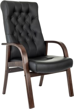 Кресло руководителя Бюрократ T-9928WALNUT-CF черный кожа на ножках дерево
