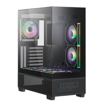 Корпус XASTRA Q500 6ARGB-C10-UC Black ATX/Aquarium/Screewless/ 6x120mm ARGB PWM FM fans/Argb+PWM HUB 10port/ Type-C/ Q500-6FM12A-C10-UC