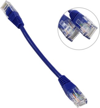Кабель UTP TWT <TWT-45-45-0.15-BL> Patch Cord UTP кат.5e, 0.15м, синий