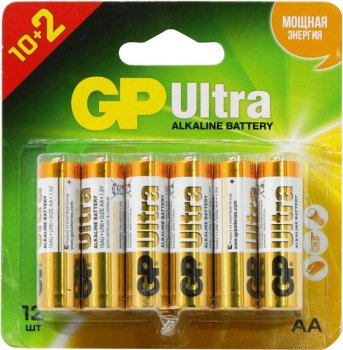 Батарейка GP Ultra GP15AU-2CR12 (LR6) Size AA, щелочной (alkaline) <уп. 12 шт>