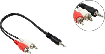 Кабель Cablexpert <CCA-458-0.2M-N> Jack3.5-M --> 2RCA-M 0.2м